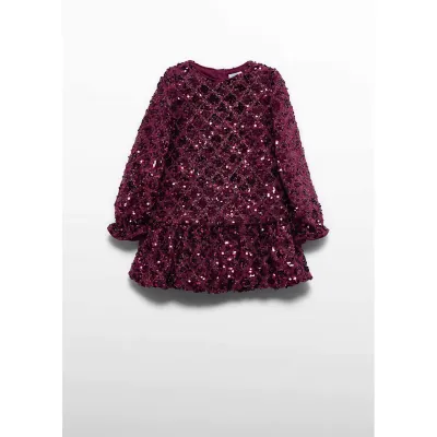 PLUM/RED DIAMOND SEQUIN DRESS LONG SLEEVE / 5585-022