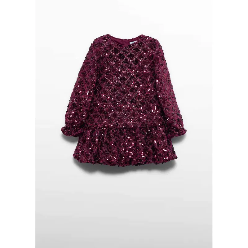 PLUM/RED DIAMOND SEQUIN DRESS LONG SLEEVE / 5585-022