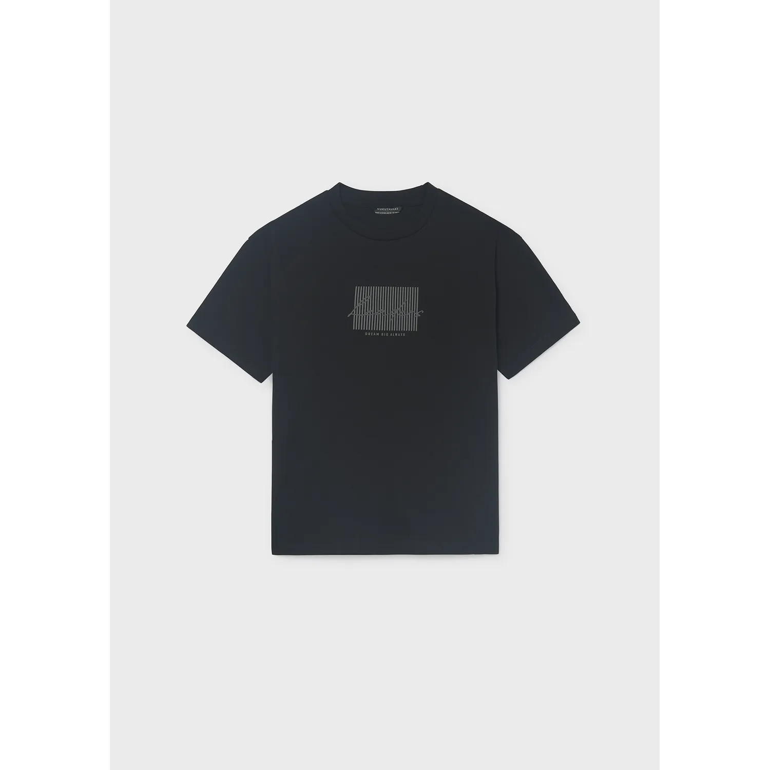 BLACK TSHIRT SHORT SLEEVE GREY STRIPE TRIM / 7041-079