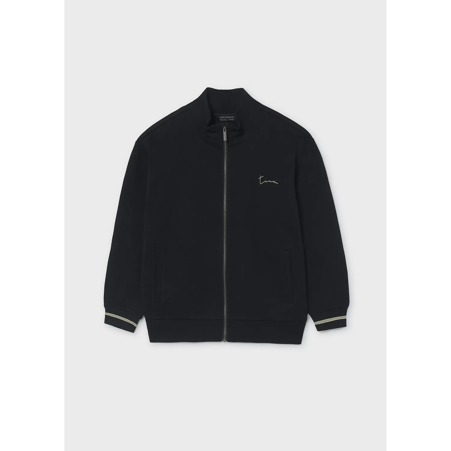 BLACK CARDIGAN MOCK NECK ZIP CLOSURE / 7418-096