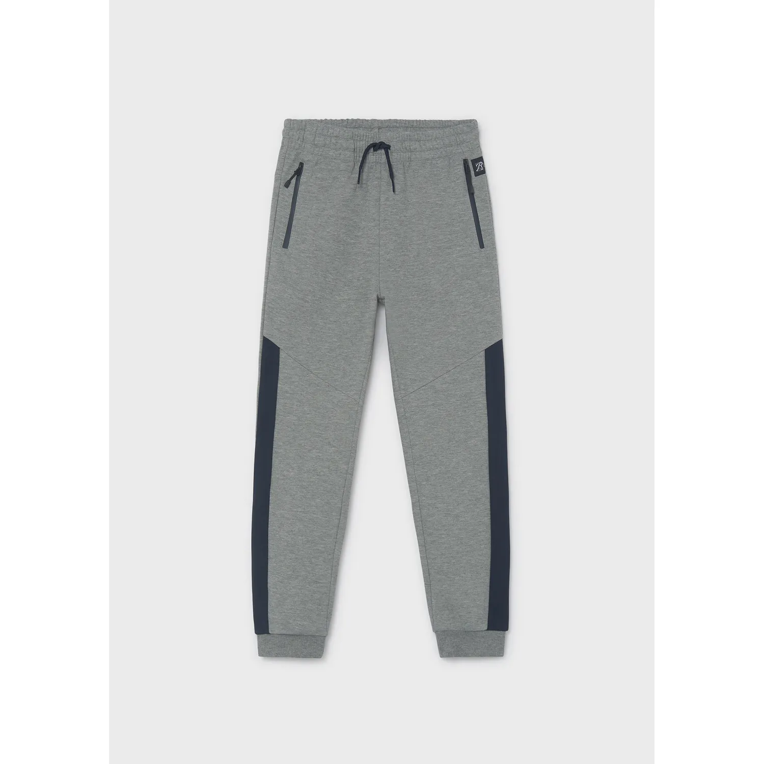 GREY KNIT CUFFED PANT NAVY SIDESTRIPE / 7510-013