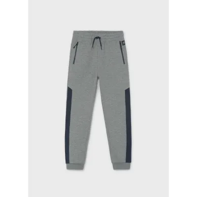 GREY KNIT CUFFED PANT NAVY SIDESTRIPE / 7510-013
