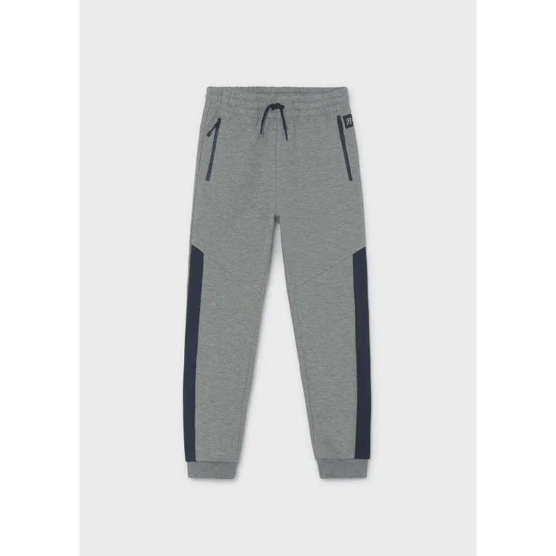 GREY KNIT CUFFED PANT NAVY SIDESTRIPE / 7510-013