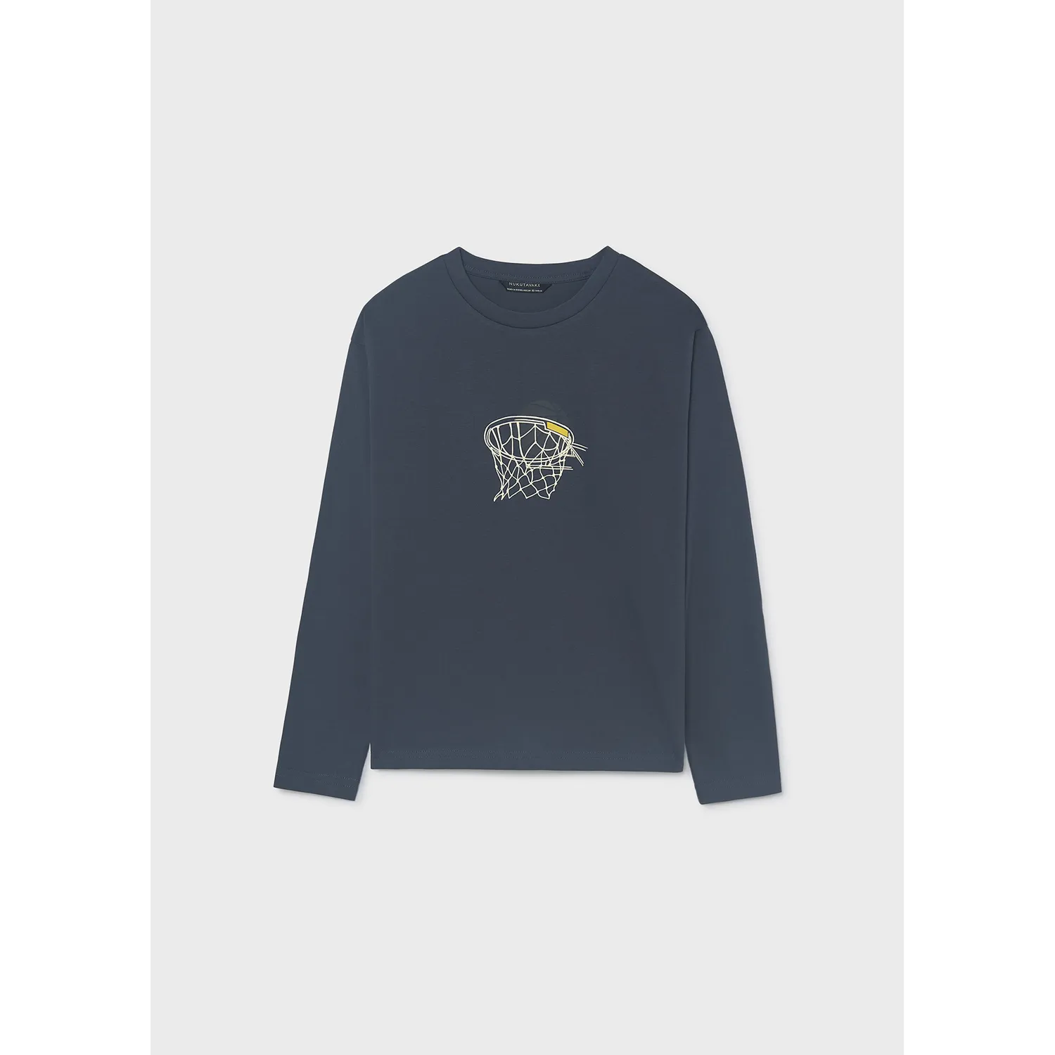 NAVY BLUE TSHIRT BASKETBALL NET PRINT LONG SLEEVE / 7045-083A