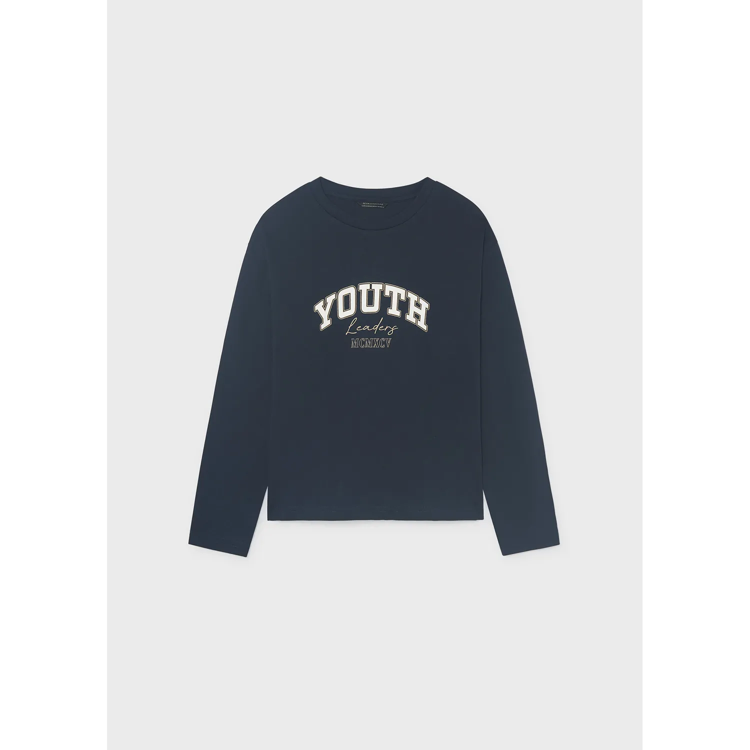 NAVY TSHIRT LONG SLEEVE WHITE YOUTH PRINT / 842-069