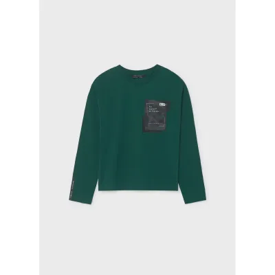 GREEN TSHIRT WITH POCKET LONG SLEEVE / 7046-041