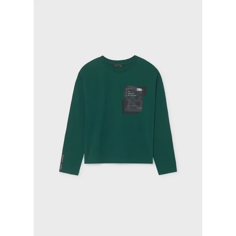 GREEN TSHIRT WITH POCKET LONG SLEEVE / 7046-041