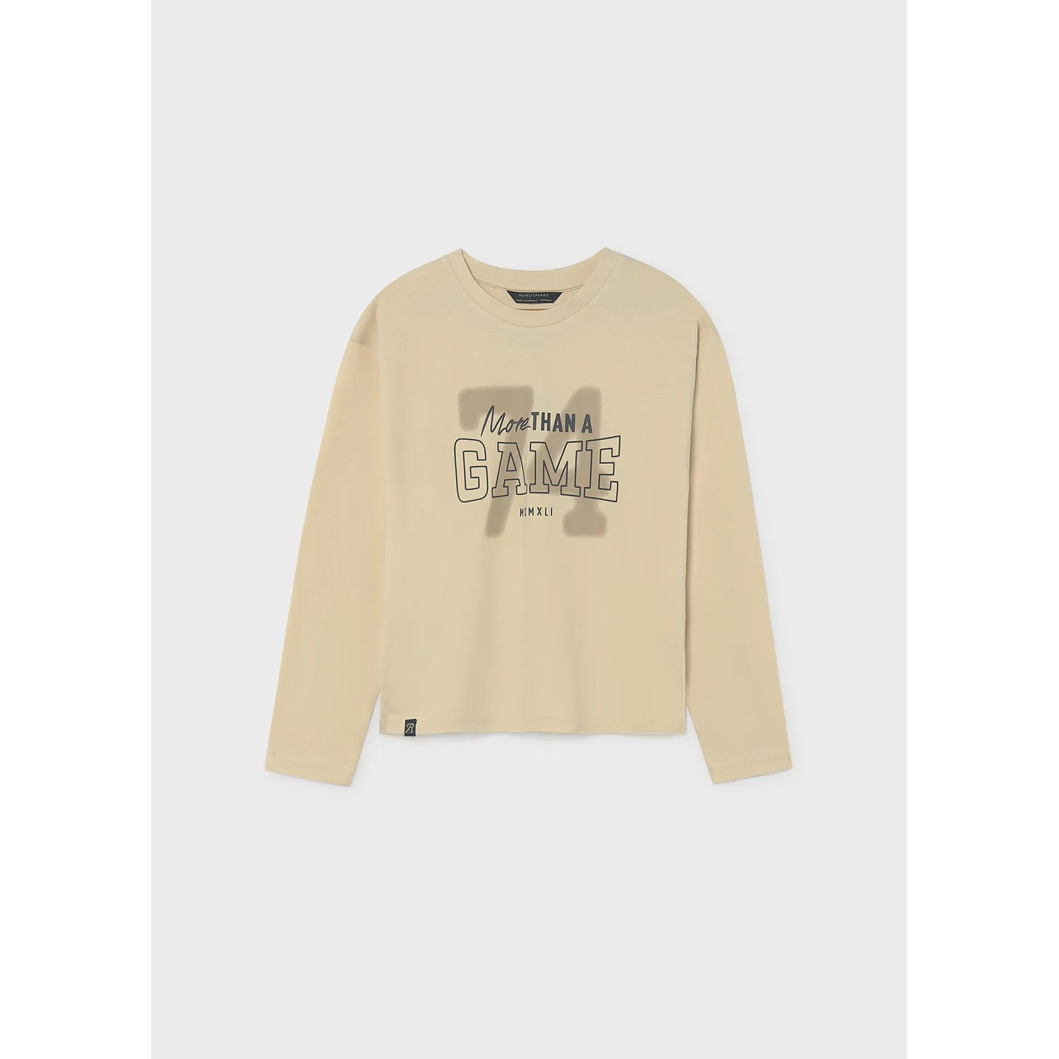 BEIGE TSHIRT LONG SLEEVE BACK PRINT GAME / 7047-046