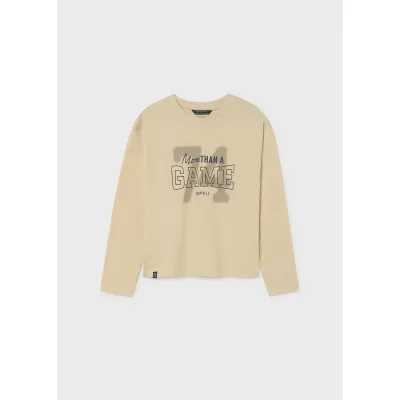 BEIGE TSHIRT LONG SLEEVE BACK PRINT GAME / 7047-046