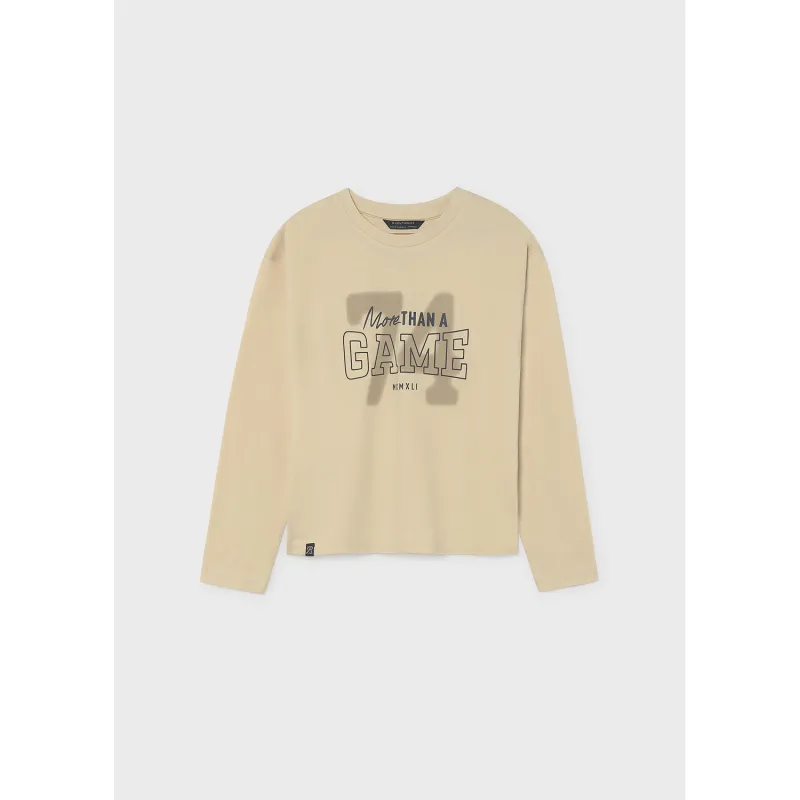 BEIGE TSHIRT LONG SLEEVE BACK PRINT GAME / 7047-046