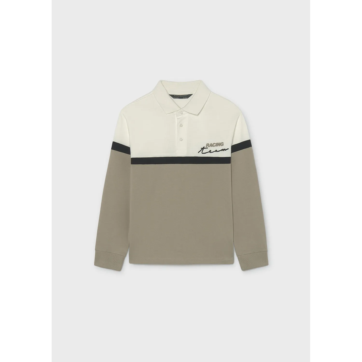 CREAM & BEIGE STRIPE POLO TOP BLACK STRIPE / 7104-065