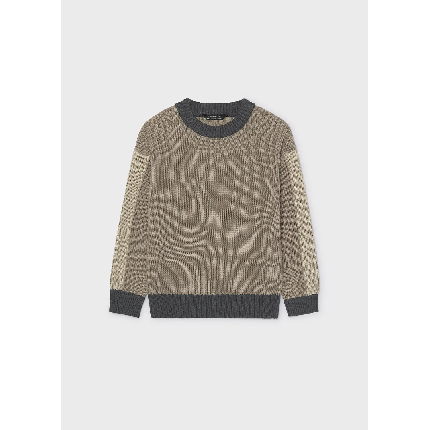 TAUPE KNIT SWEATER GREY TRIM / 7328-015