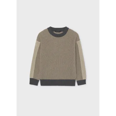 TAUPE KNIT SWEATER GREY TRIM / 7328-015