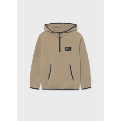 TAUPE HOODED POLO SWEATTOPNAVY TRIM / 7407-027 TAUPE HOODED POLO SWEATTOPNAVY TRIM / 7407-027