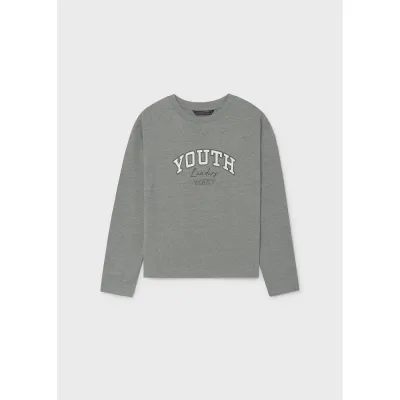 GREY TSHIRT WHITE YOUTH LOGO LONG SLEEVE / 842-066