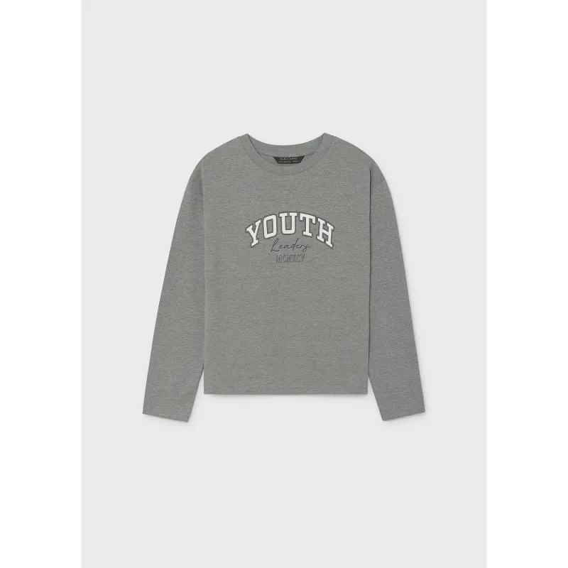 GREY TSHIRT WHITE YOUTH LOGO LONG SLEEVE / 842-066