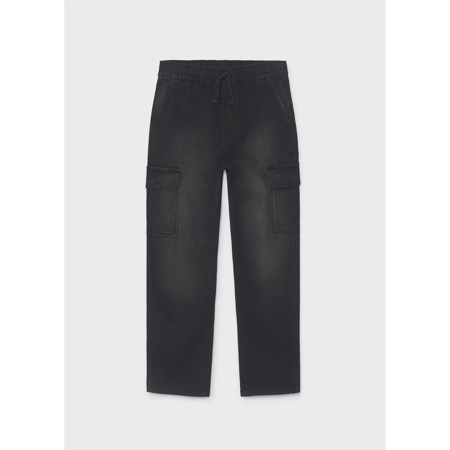 BLACK SOFT DENIM JOGGER PANT CARGO POCKETS / 7506-090