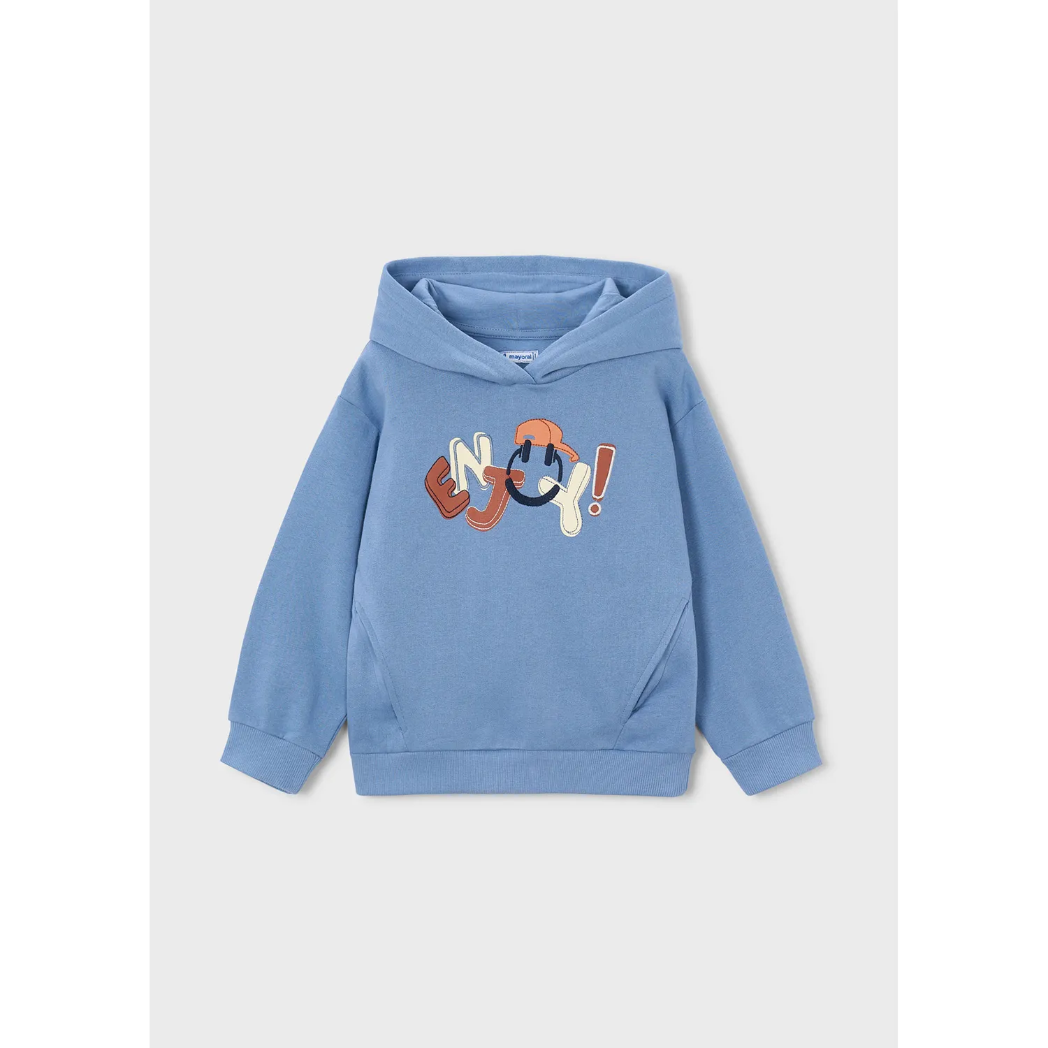 BLUE HOODED PULLOVER ENJOY PRINT / 4456-063