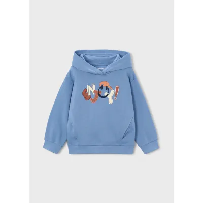 BLUE HOODED PULLOVER ENJOY PRINT / 4456-063