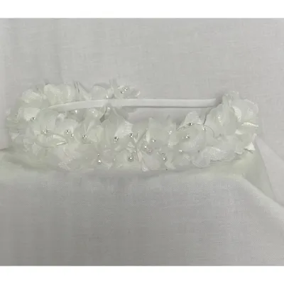 OFF WHITE PEARL & ORGANZA PETALS HEADBAND / 0