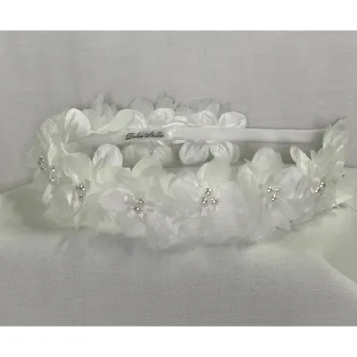 OFF WHITE DAISY HEADBAND FLOWERS WITH PEARL CENTRE / 0