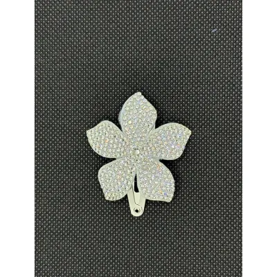 SILVER FLOWER HAIRCLIP CRYSTAL / 0