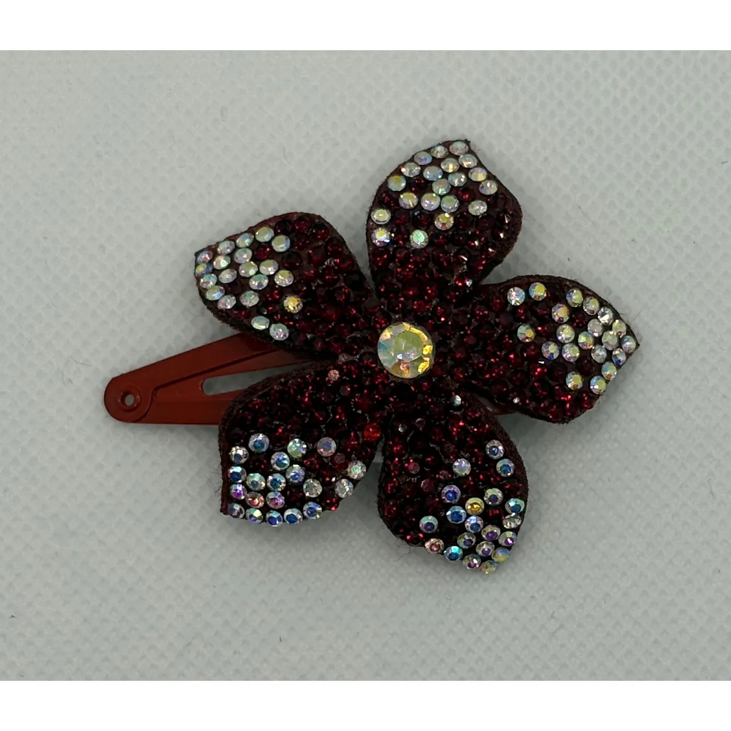 MAROON CRYSTAL FLOWER HAIRCLIP / 0