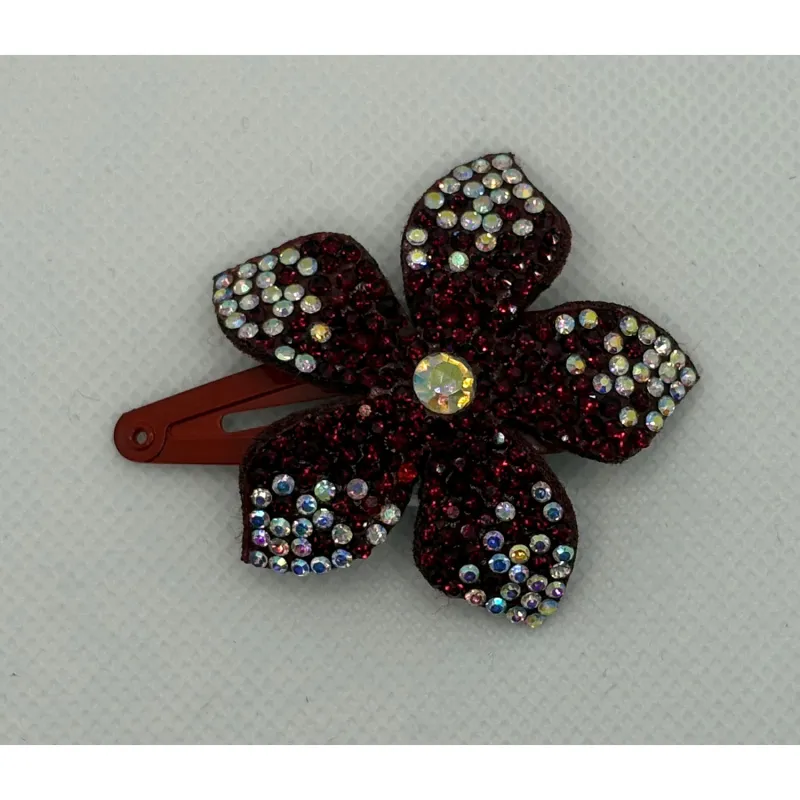 MAROON CRYSTAL FLOWER HAIRCLIP / 0