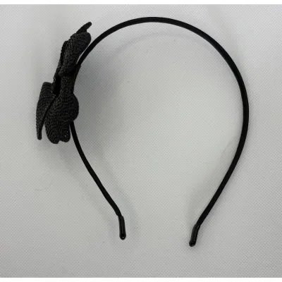 BLACK LARGE CRYSTAL FLOWER HEADBAND / 0