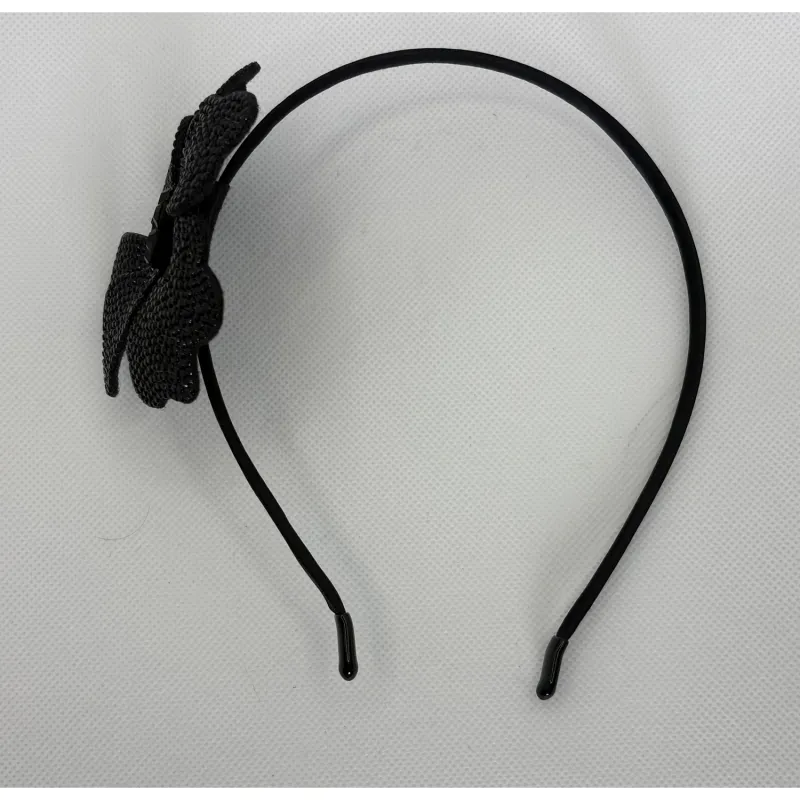 BLACK LARGE CRYSTAL FLOWER HEADBAND / 0