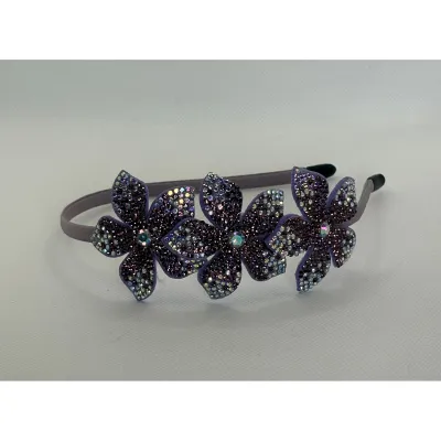 PURPLE 3 CRYSTAL FLOWER HAIRBAND / 0