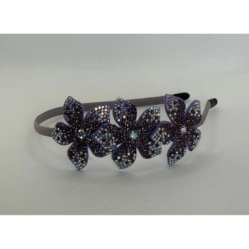 PURPLE 3 CRYSTAL FLOWER HAIRBAND / 0