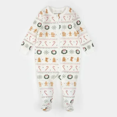 OFF WHITE SLEEPER CHRISTMAS PRINT RIBBED 2 WAY ZIPPER / 25HRS50P05/B