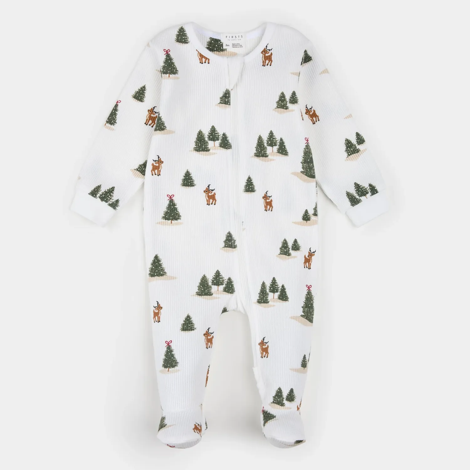 OFF WHITE SLEEPER REINDER & CHRISTMAS TREE PRINT / 26HGL40P19/B