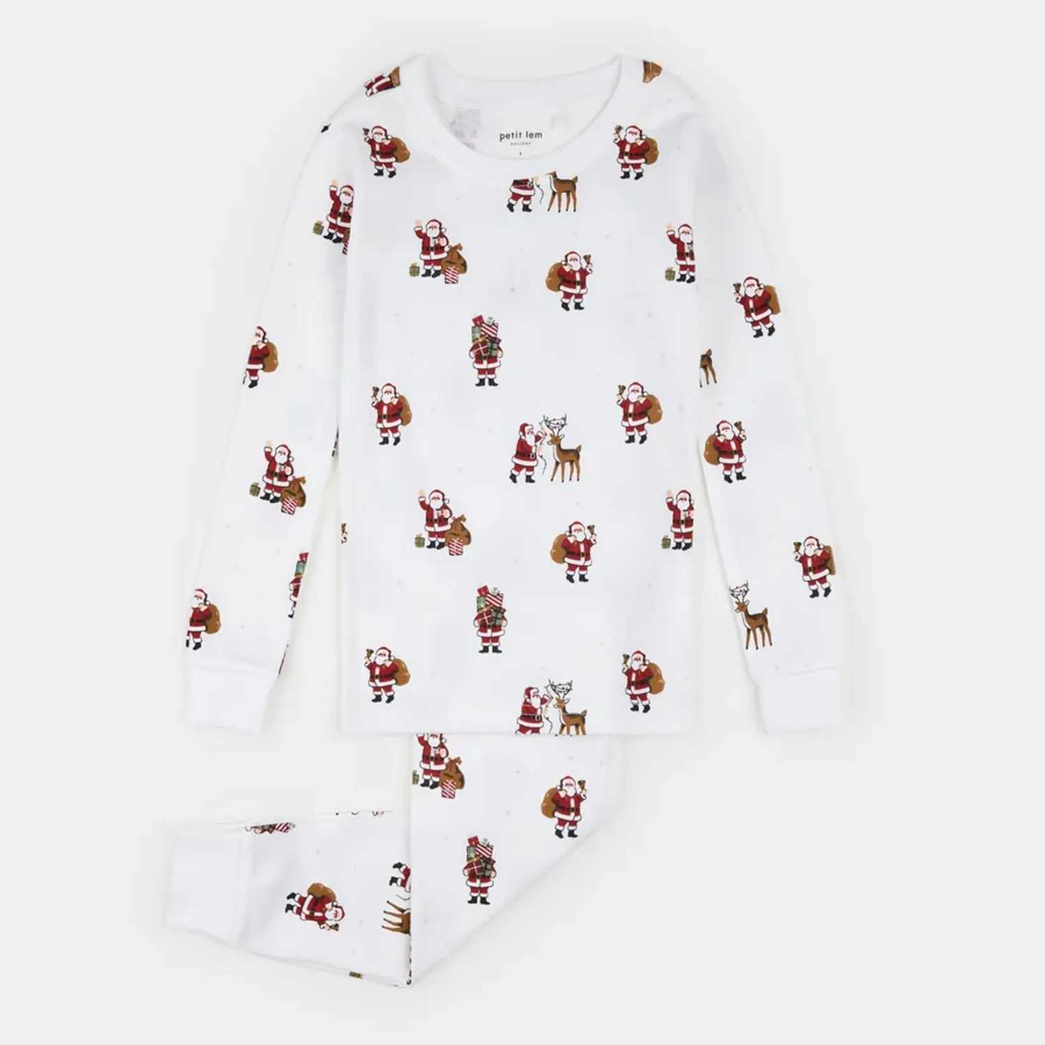 OFF WHITE 2PC SLEEPER SANTA & REINDEER PRINT / 26HRS50Q65/K