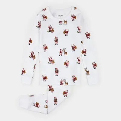 OFF WHITE 2PC SLEEPER SANTA & REINDEER PRINT / 26HRS50Q65/K