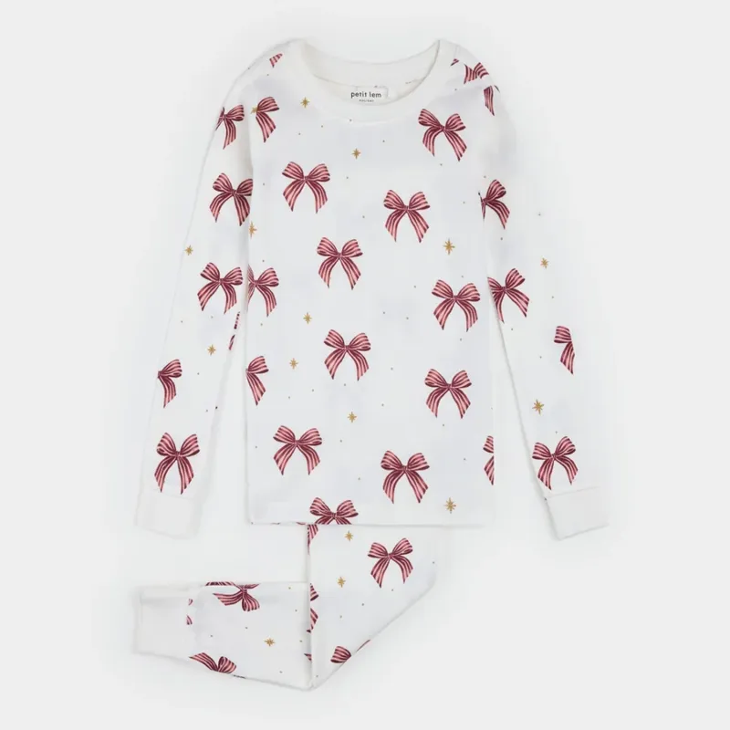 BEIGE 2PC SLEEPER RED BOW PRINT / 26HRS51Q72/K