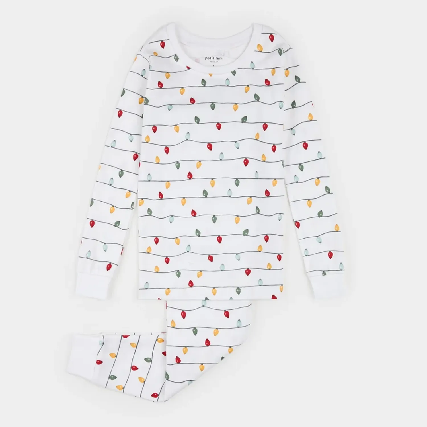 OFF WHITE 2PC PYJAMA CHRISTMAS LIGHTS PRINT / 26HRS51Q73/K