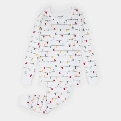 OFF WHITE 2PC PYJAMA CHRISTMAS LIGHTS PRINT / 26HRS51Q73/K