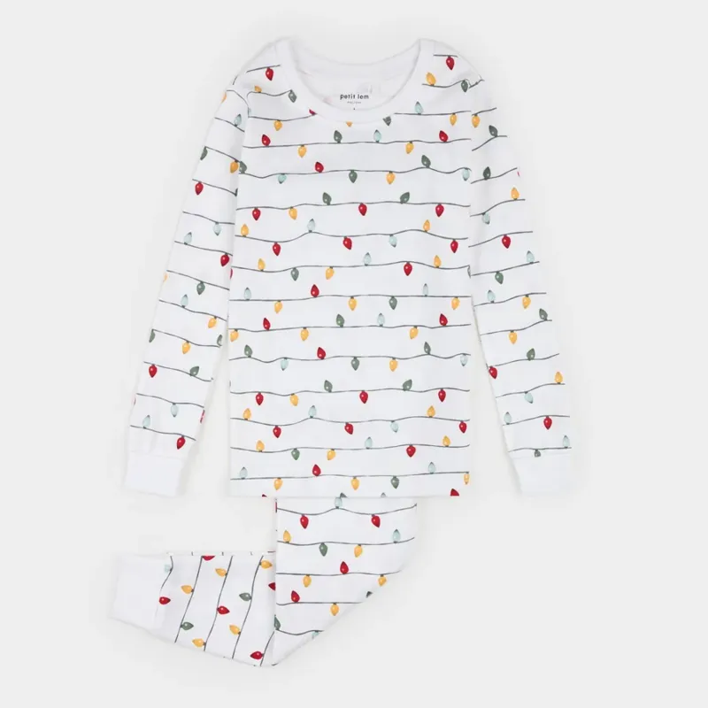 OFF WHITE 2PC PYJAMA CHRISTMAS LIGHTS PRINT / 26HRS51Q73/K
