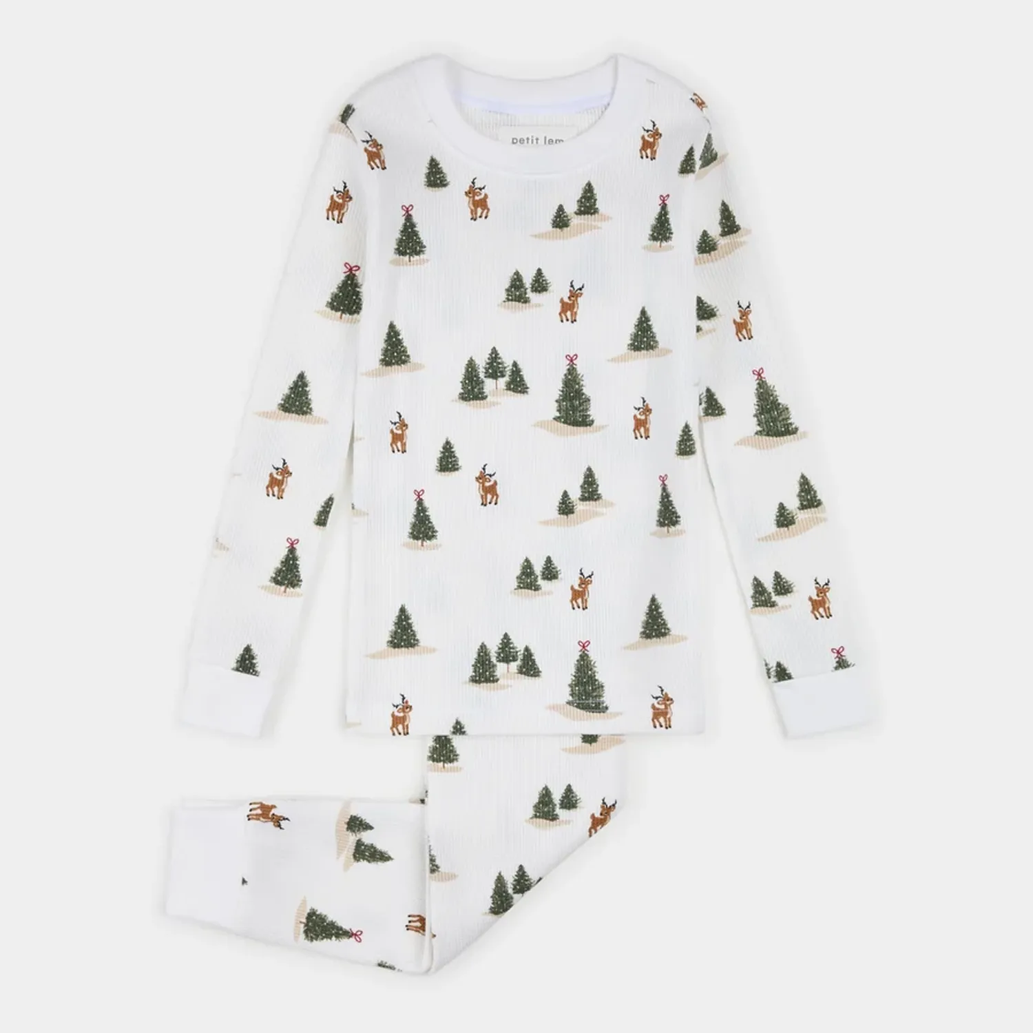 OFF WHITE 2PC PYJAMA CHRISTMAS TREE & REINDEER PRINT / 26HRS52Q78/K