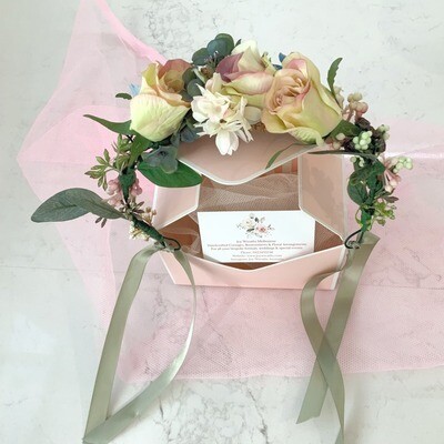 'Sweet Spring Bloom' handmade floral headband with rose & gerbera daisy