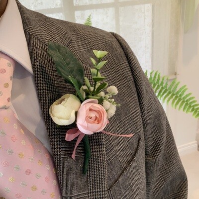 Soft Pink and Cream Peony Duo Boutonniere
