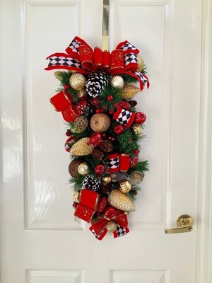 Gold & Red Farmhouse Christmas Luxe Swag