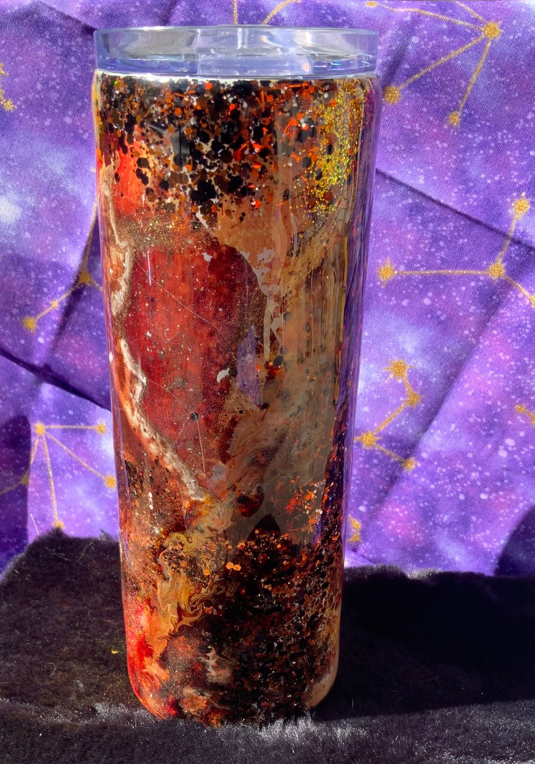Carnelian-inspired Foil &amp; Glitter Epoxy Art Tumbler