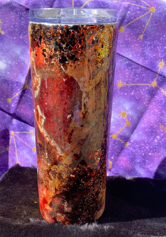 Carnelian-inspired Foil &amp; Glitter Epoxy Art Tumbler