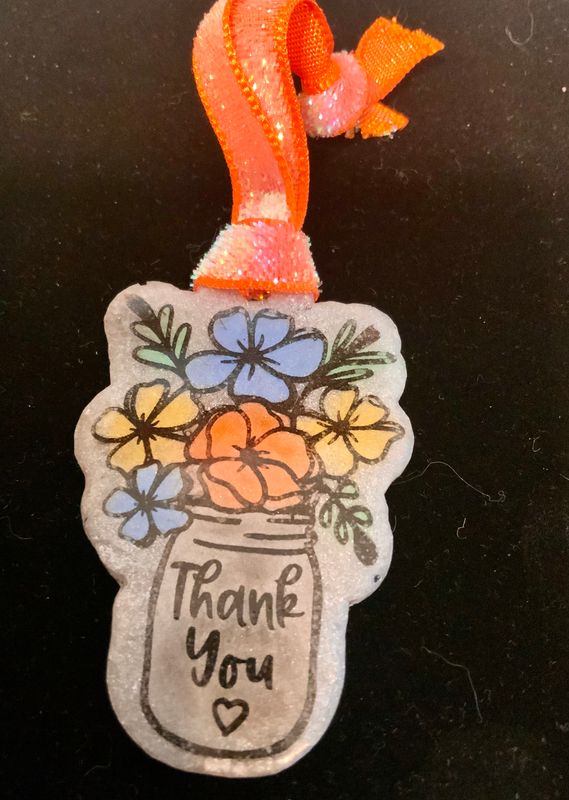 Reusable “Thank You” Tag-Hand Painted Flowers