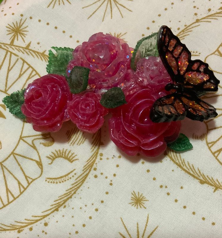 Shimmery Glitter Roses Princess Style Hair Piece with Butterfly
