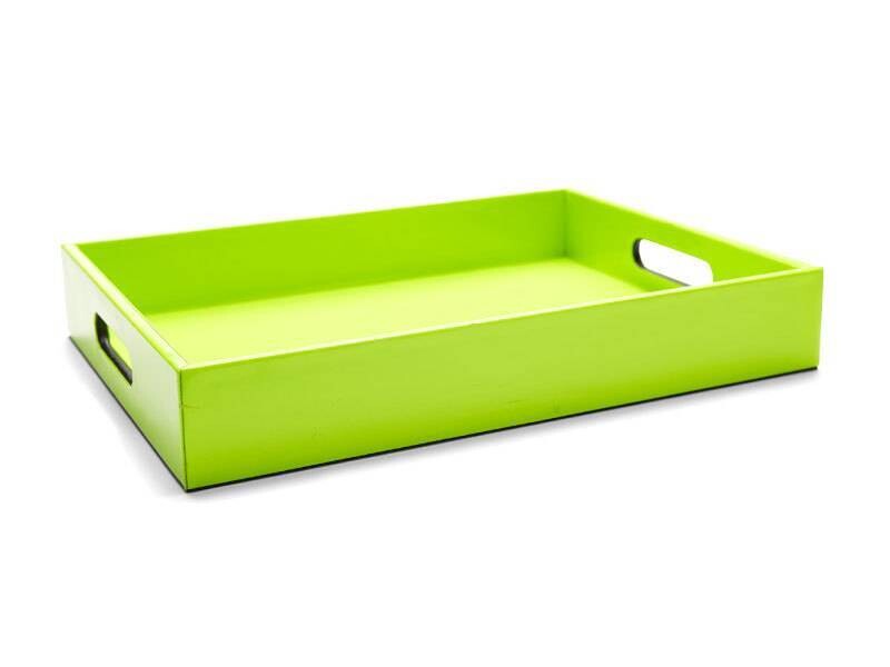 Green Faux Leather Serving Tray