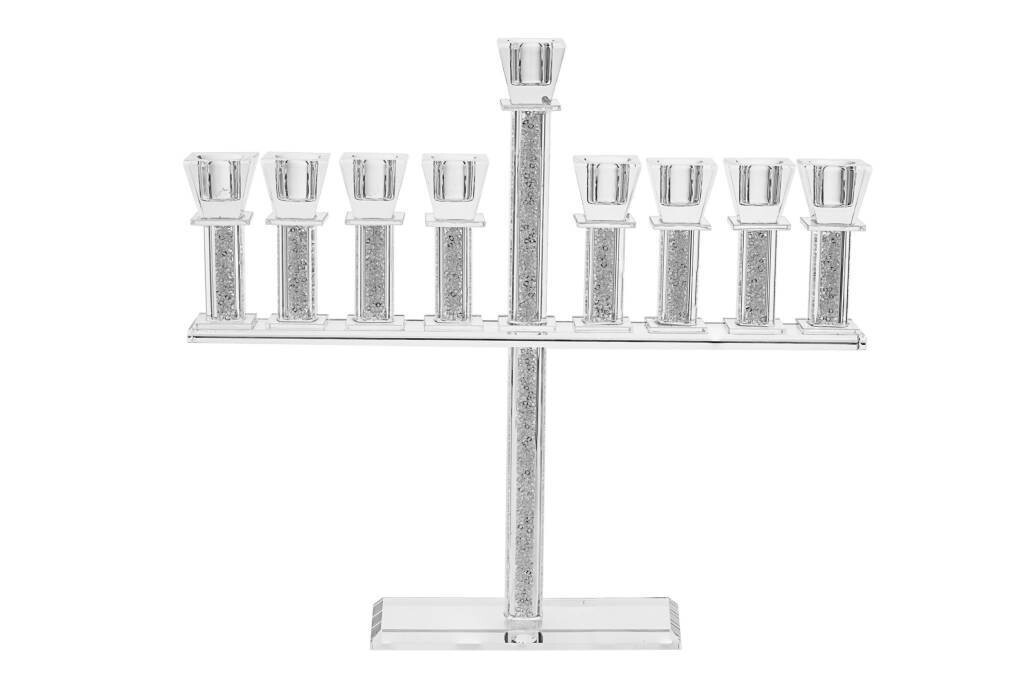 Crystal menorah with stones 12&quot;